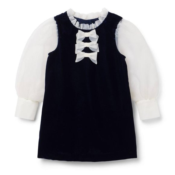 Janie and Jack VELVET ORGANZA BOW DRESS - Worn once - Picture 2 of 2